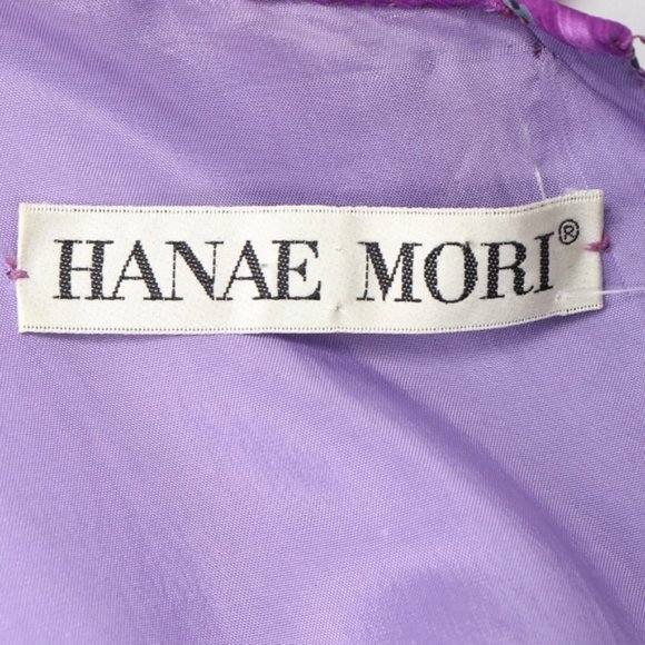 Vintage HANAE MORI Chiffon Paisley Stripe Dress - Picture 3 of 5